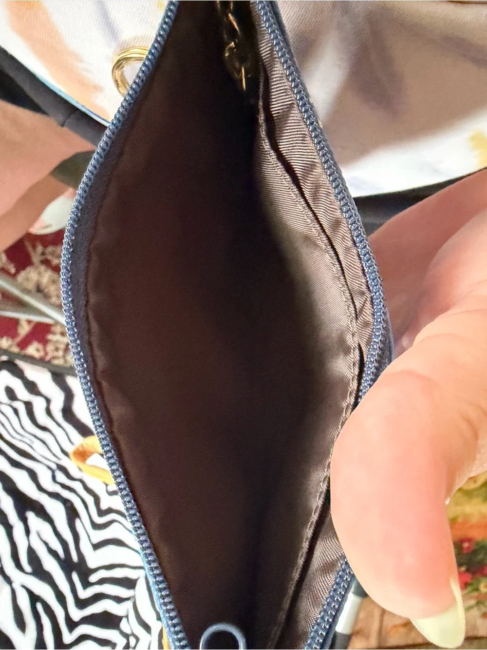 Dooney & Bourke Blue Monogram Wristlet with Gold Accents